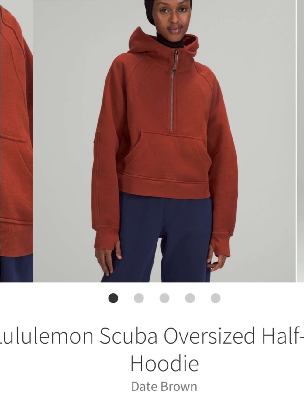 Lululemon Scuba Oversized Half Zip Hoodie Jacket Sweatshirt Date Brown Sz XS/S